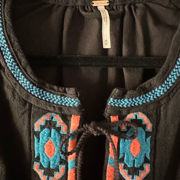 FREE PEOPLE Embroidered Swing Jacket (Black, blue & orange graphic) size Medium - Picture 6 of 15
